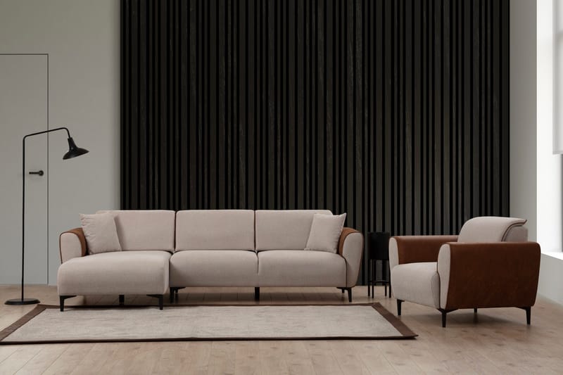 Rebelo Bäddsoffa med divan - Beige - Möbler - Vardagsrum - Bäddsoffor - Hörnbäddsoffa