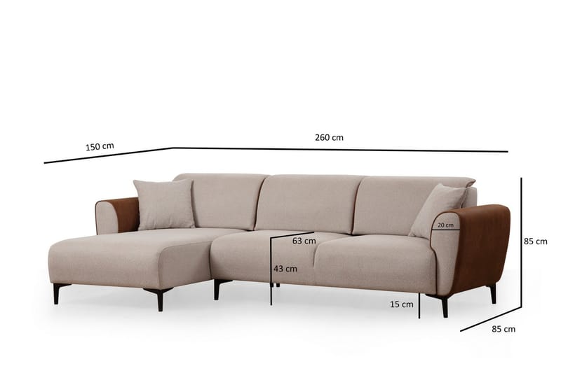 Rebelo Bäddsoffa med divan - Beige - Möbler - Vardagsrum - Bäddsoffor - Hörnbäddsoffa