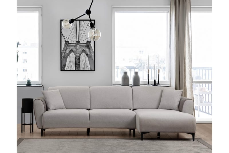 Rebelo Bäddsoffa med divan - Grå - Möbler - Vardagsrum - Bäddsoffor - Hörnbäddsoffa