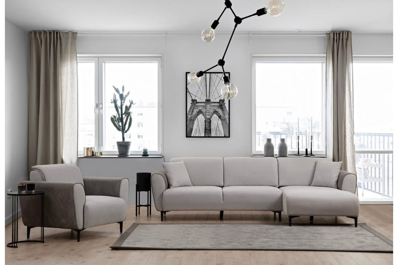 Rebelo Bäddsoffa med divan - Grå - Möbler - Vardagsrum - Bäddsoffor - Hörnbäddsoffa