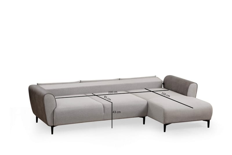 Rebelo Bäddsoffa med divan - Grå - Möbler - Vardagsrum - Bäddsoffor - Hörnbäddsoffa