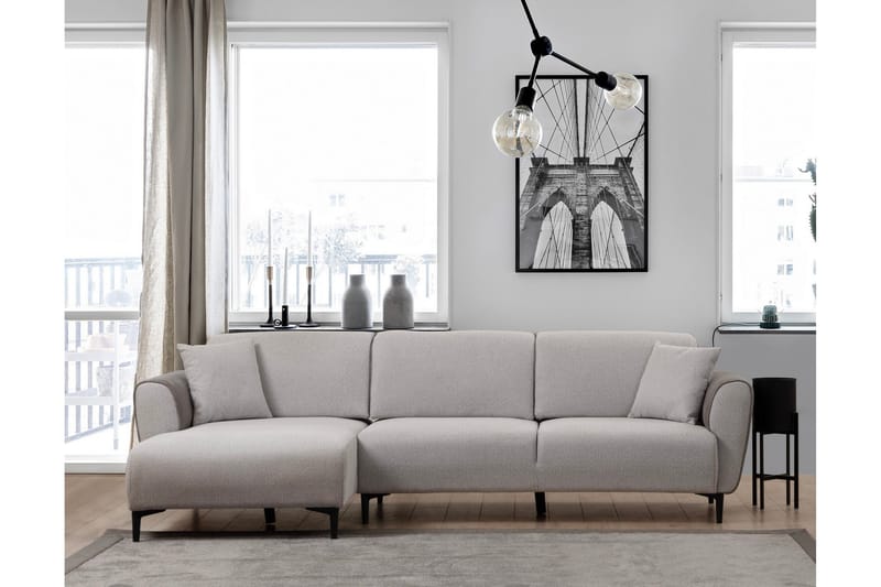 Rebelo Bäddsoffa med divan - Grå - Möbler - Vardagsrum - Bäddsoffor - Hörnbäddsoffa