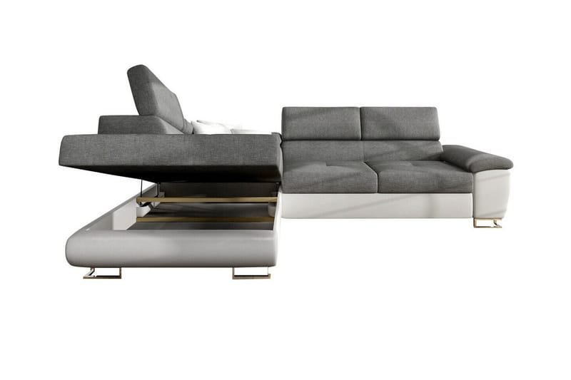 Reginia 3-sits Hörnbäddsoffa 125x195 cm med Förvaring i Manchestertyg - Ljusbeige - Möbler - Vardagsrum - Bäddsoffor