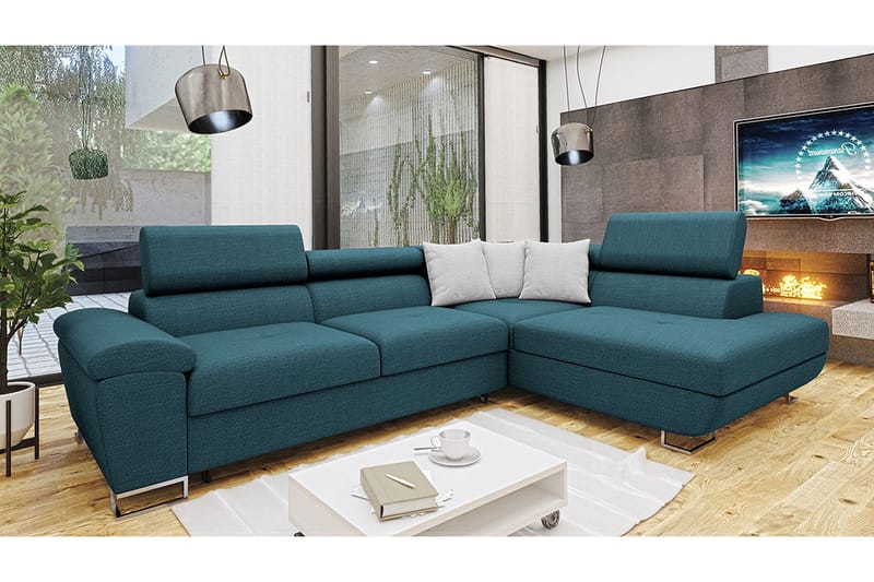 Reginia 3-sits Hörnbäddsoffa Blå - Möbler - Vardagsrum - Bäddsoffor - Hörnbäddsoffa