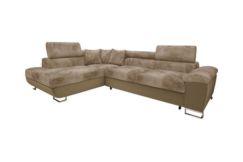 Reginia 3-sits Hörnbäddsoffa Brun/Beige - Hörnbäddsoffa - Bäddsoffor