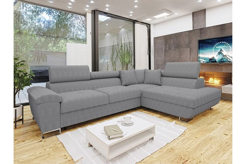 Reginia 3-sits Hörnbäddsoffa Ljusgrå - Möbler - Vardagsrum - Bäddsoffor - Hörnbäddsoffa