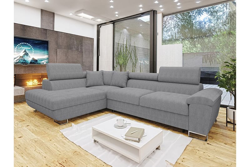 Reginia 3-sits Hörnbäddsoffa Ljusgrå/Mörkgrå - Möbler - Vardagsrum - Bäddsoffor - Hörnbäddsoffa