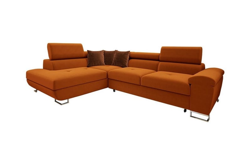 Reginia 3-sits Hörnbäddsoffa Mörk Orange - Möbler - Vardagsrum - Bäddsoffor - Hörnbäddsoffa