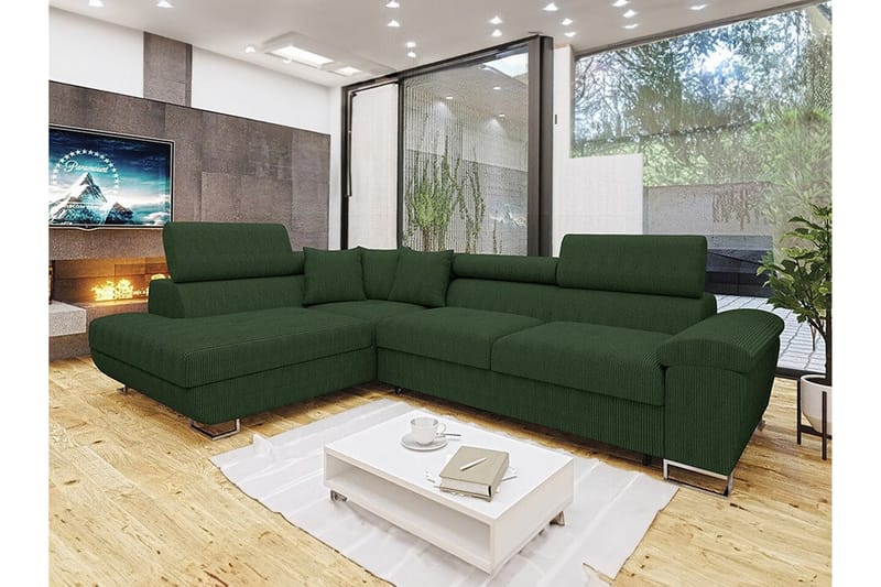 Reginia 3-sits Hörnbäddsoffa Mörkgrön - Möbler - Vardagsrum - Bäddsoffor - Hörnbäddsoffa