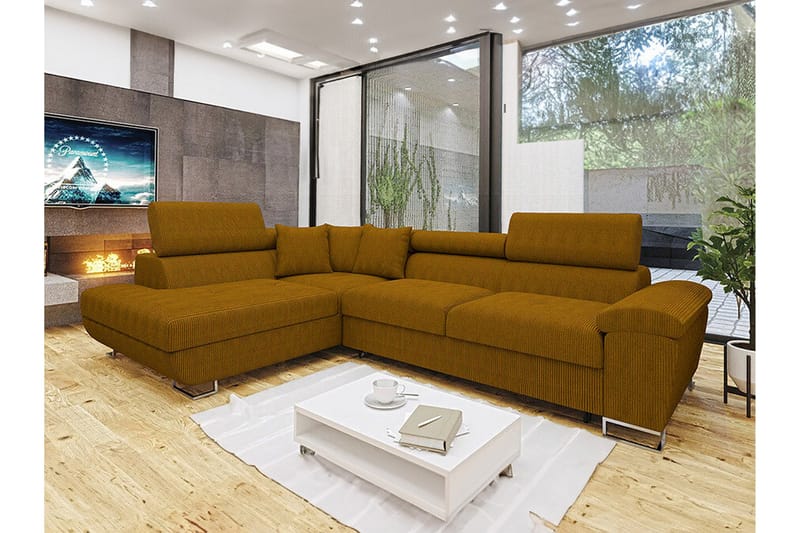 Reginia 3-sits Hörnbäddsoffa Mörkgul - Möbler - Vardagsrum - Bäddsoffor - Hörnbäddsoffa
