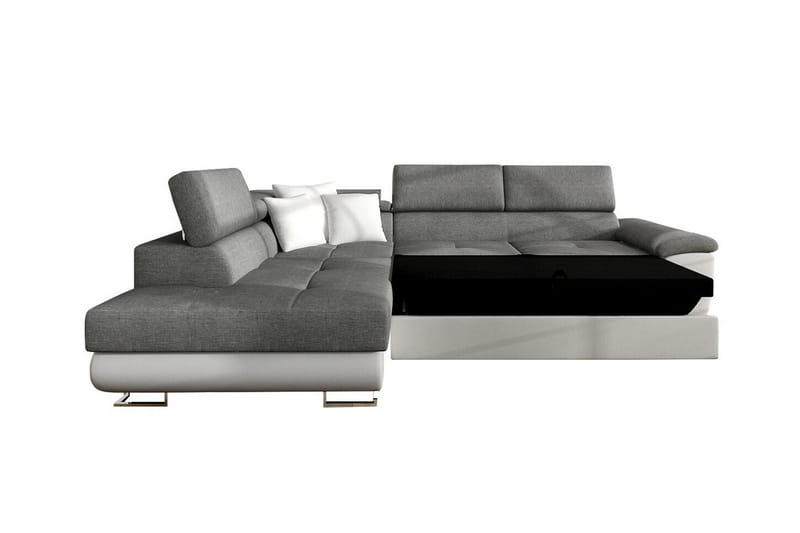Reginia 3-sits Hörnbäddsoffa Vit/Grå - Möbler - Vardagsrum - Bäddsoffor - Hörnbäddsoffa