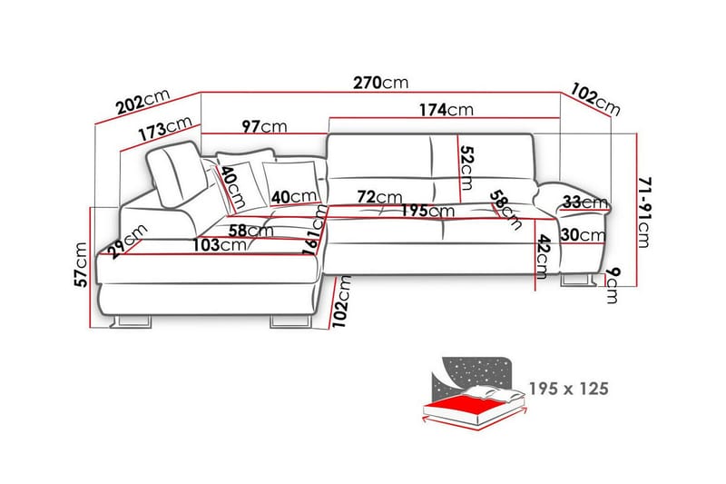 Reginia 3-sits Hörnbäddsoffa - Möbler - Vardagsrum - Bäddsoffor - Hörnbäddsoffa