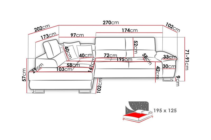 Reginia 3-sits Hörnbäddsoffa - Möbler - Vardagsrum - Bäddsoffor - Hörnbäddsoffa