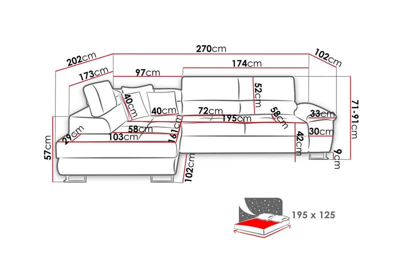 Reginia 3-sits Hörnbäddsoffa - Möbler - Vardagsrum - Bäddsoffor - Hörnbäddsoffa