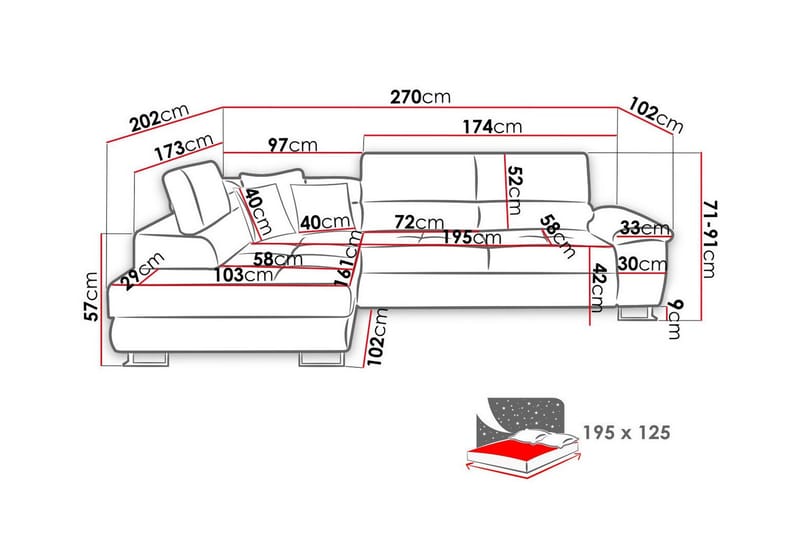 Reginia 3-sits Hörnbäddsoffa - Möbler - Vardagsrum - Bäddsoffor - Hörnbäddsoffa