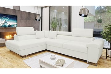 Reginia 3-sits Vänster Hörnbäddsoffa 125x195 cm med Förvaring i Boucle - Vit - Möbler - Vardagsrum - Bäddsoffor