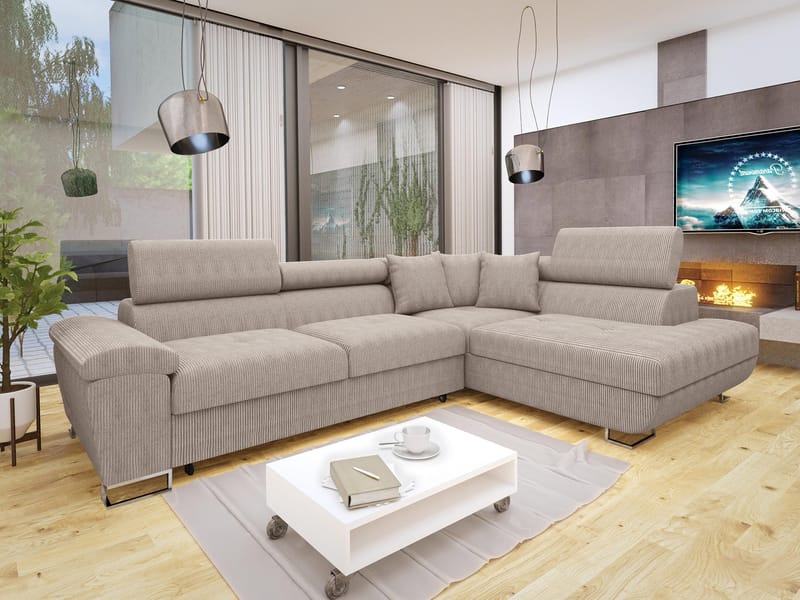 Reginia 4-sits Bäddsoffa med Schäslong och förvaring - Möbler - Vardagsrum - Bäddsoffor - Hörnbäddsoffa