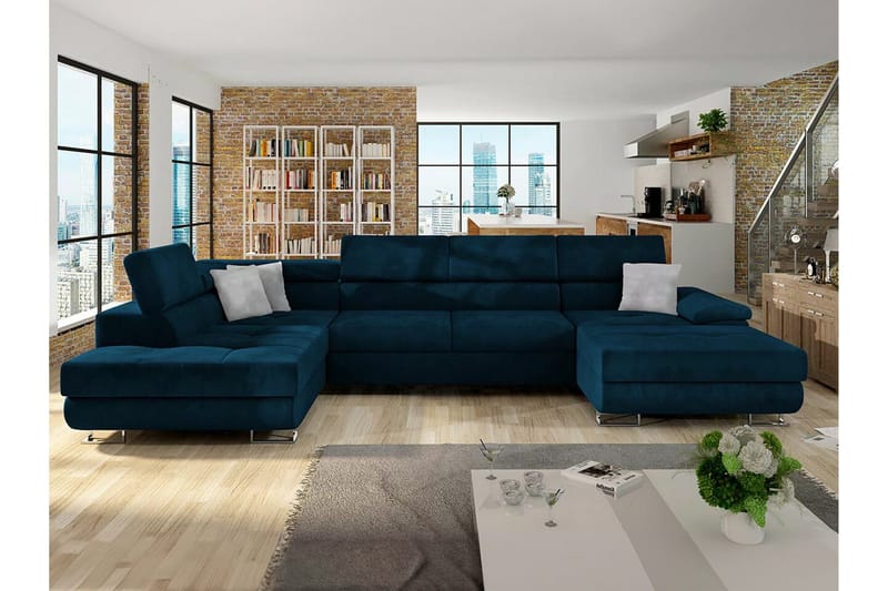 Reginia 4-sits Hörnbäddsoffa 375 cm Dark blue - Möbler - Vardagsrum - Bäddsoffor - U bäddsoffa