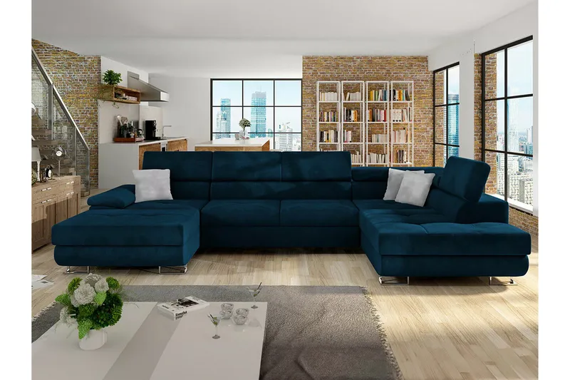 Reginia 4-sits Hörnbäddsoffa 375 cm Dark blue - Möbler - Vardagsrum - Bäddsoffor - U bäddsoffa
