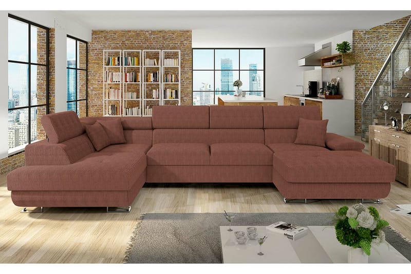 Reginia 4-sits Hörnbäddsoffa Brun - Möbler - Vardagsrum - Bäddsoffor - Hörnbäddsoffa