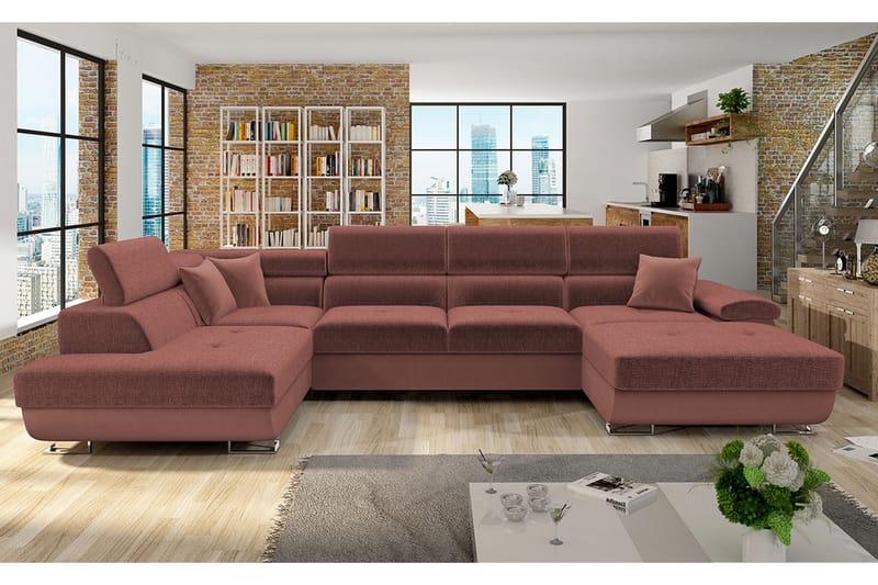 Reginia 4-sits Hörnbäddsoffa Ljusbrun - Möbler - Vardagsrum - Bäddsoffor - Hörnbäddsoffa