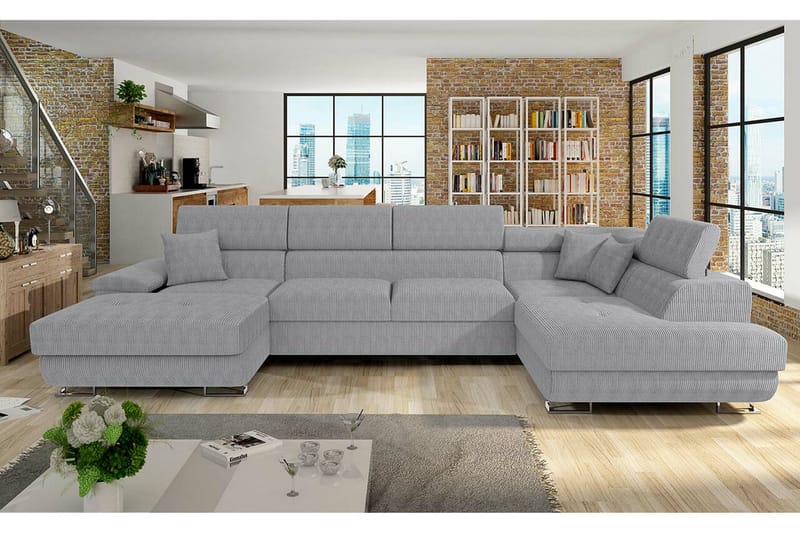 Reginia 4-sits Hörnbäddsoffa Ljusgrå - Möbler - Vardagsrum - Bäddsoffor - Hörnbäddsoffa