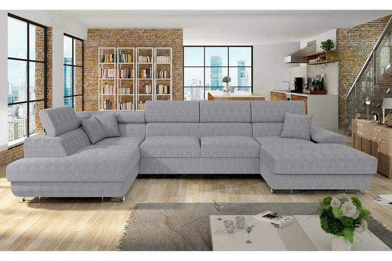 Reginia 4-sits Hörnbäddsoffa Ljusgrå - Möbler - Vardagsrum - Bäddsoffor - Hörnbäddsoffa