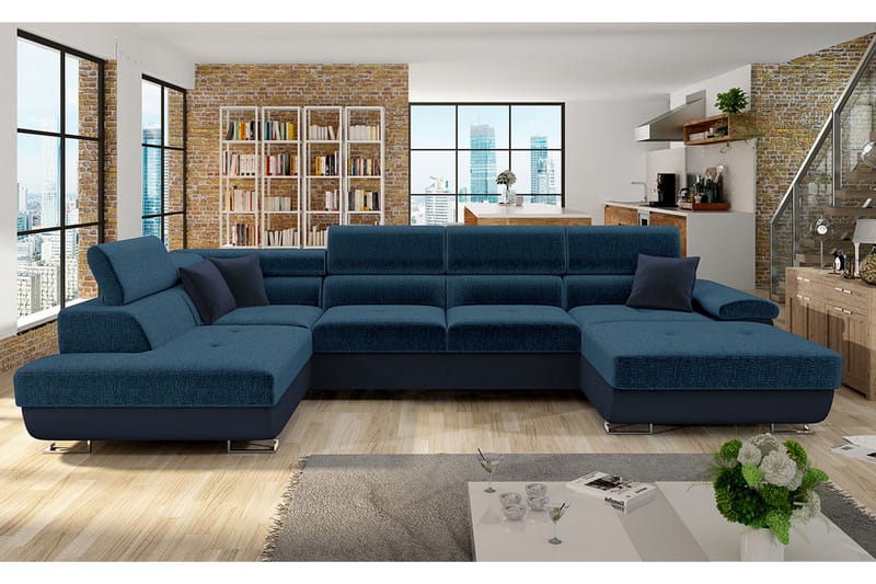 Reginia 4-sits Hörnbäddsoffa Mörkblå - Möbler - Vardagsrum - Bäddsoffor - Hörnbäddsoffa