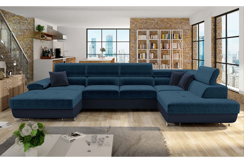 Reginia 4-sits Hörnbäddsoffa Mörkblå - Möbler - Vardagsrum - Bäddsoffor - Hörnbäddsoffa