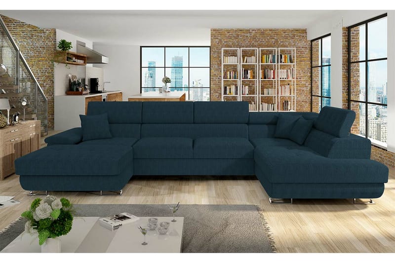 Reginia 4-sits Hörnbäddsoffa Mörkblå - Möbler - Vardagsrum - Bäddsoffor - Hörnbäddsoffa