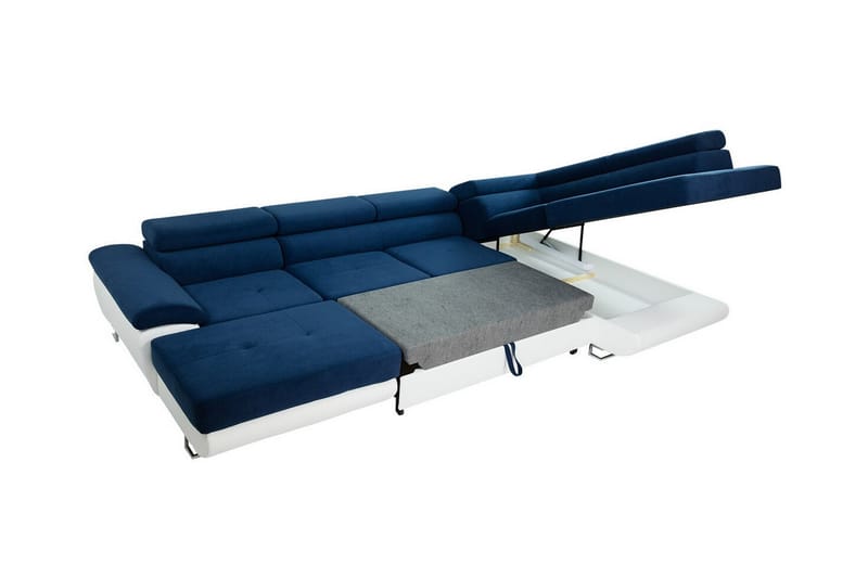 Reginia 4-sits Hörnbäddsoffa Mörkblå/Vit - Möbler - Vardagsrum - Bäddsoffor - Hörnbäddsoffa