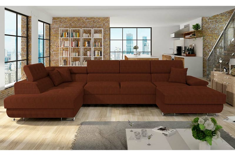 Reginia 4-sits Hörnbäddsoffa Mörkbrun - Möbler - Vardagsrum - Bäddsoffor - Hörnbäddsoffa
