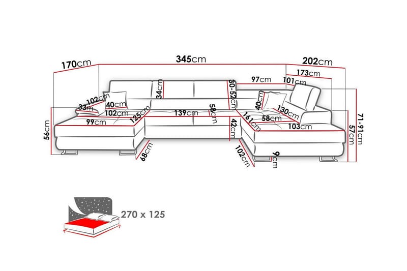 Reginia 4-sits Hörnbäddsoffa Svart - Möbler - Vardagsrum - Bäddsoffor - Hörnbäddsoffa