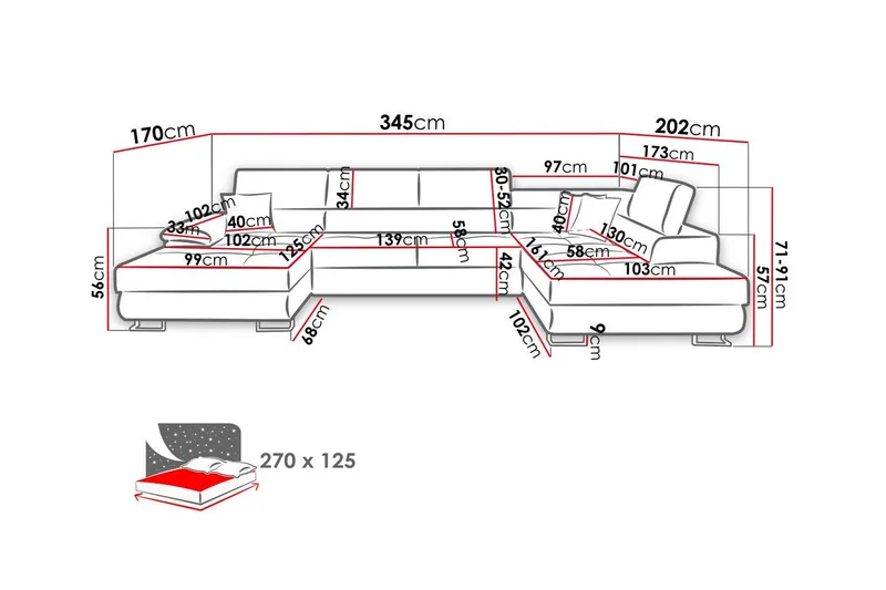 Reginia 4-sits Hörnbäddsoffa - Möbler - Vardagsrum - Bäddsoffor - Hörnbäddsoffa