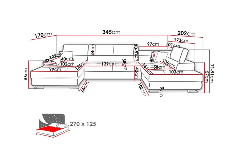 Reginia 4-sits Hörnbäddsoffa - Möbler - Vardagsrum - Bäddsoffor - Hörnbäddsoffa