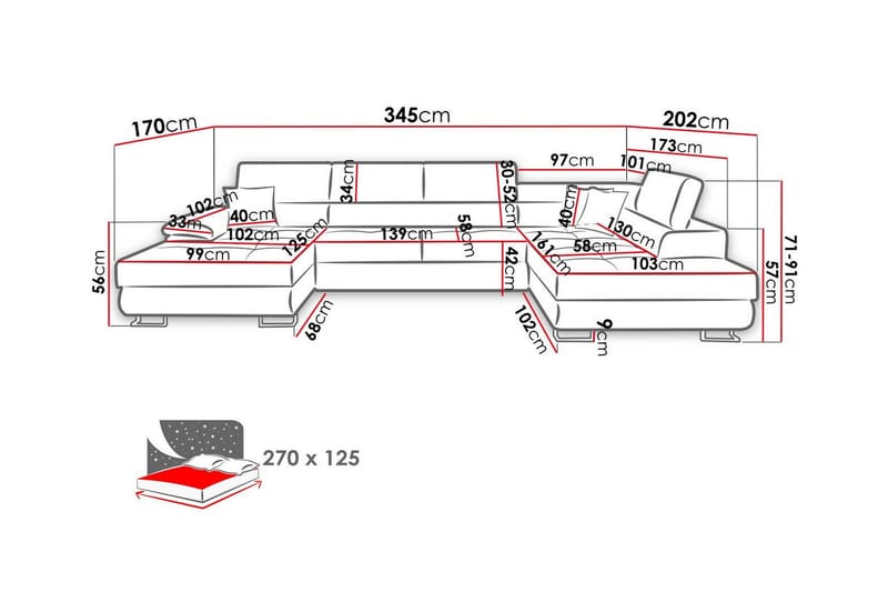 Reginia 4-sits Hörnbäddsoffa - Möbler - Vardagsrum - Bäddsoffor - Hörnbäddsoffa