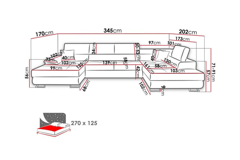 Reginia 4-sits Hörnbäddsoffa - Möbler - Vardagsrum - Bäddsoffor - U bäddsoffa