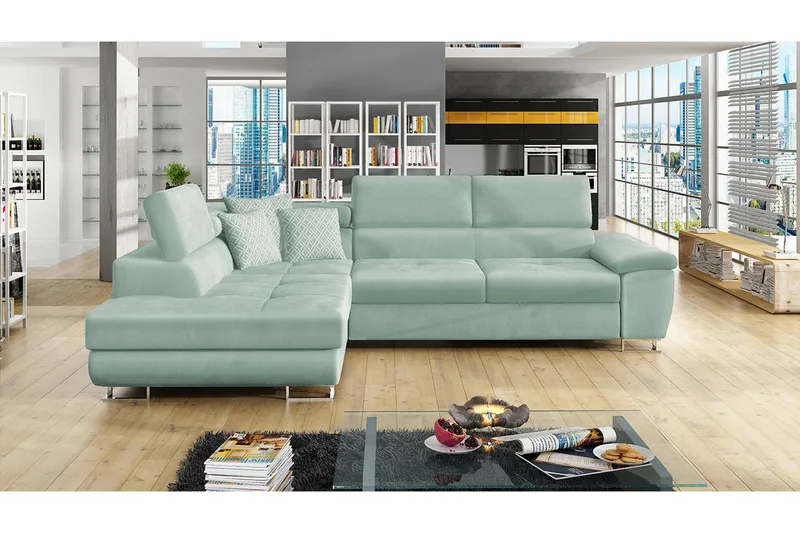 Reginia 5-sits Bäddsoffa Vänster - Grön - Möbler - Vardagsrum - Bäddsoffor