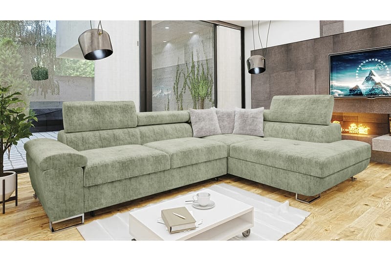 Reginia 5-sits Hörnbäddsoffa Ljusgrön - Möbler - Vardagsrum - Bäddsoffor