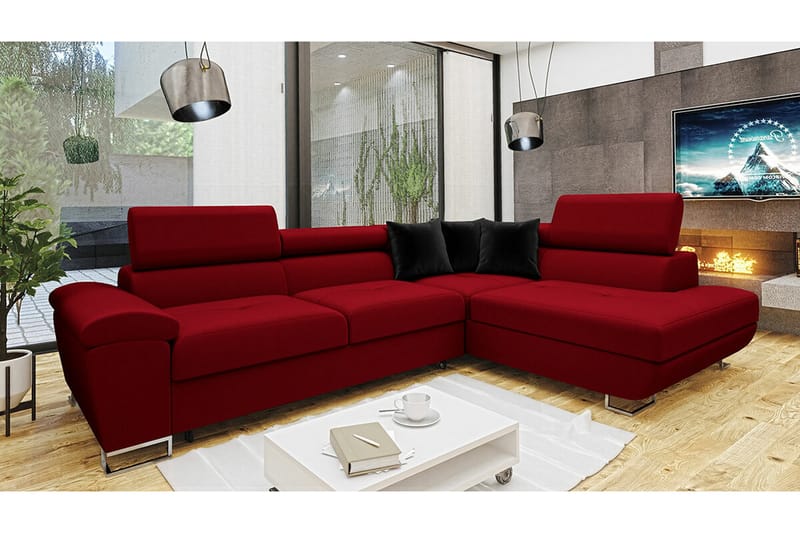 Reginia 5-sits Hörnbäddsoffa Röd - Möbler - Vardagsrum - Bäddsoffor - Hörnbäddsoffa