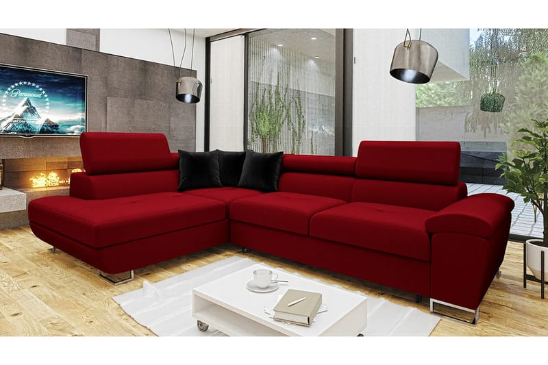 Reginia 5-sits Hörnbäddsoffa Röd - Möbler - Vardagsrum - Bäddsoffor - Hörnbäddsoffa
