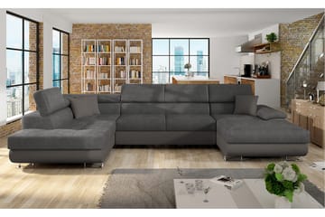 Reginia Bäddsoffa m. Divan och Schäslong Förvaring 4-sits - Grå - Möbler - Vardagsrum - Bäddsoffor - U bäddsoffa