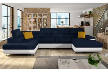 Reginia Bäddsoffa m. Divan och Schäslong Förvaring 4-sits - Mörkblå - Möbler - Vardagsrum - Bäddsoffor - U bäddsoffa
