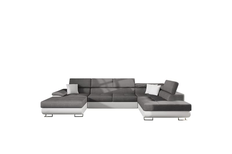 Reginia Bäddsoffa med Divan och Schäslong 4-sits i Konstläder - Vit/Grå - Möbler - Vardagsrum - Bäddsoffor - U bäddsoffa