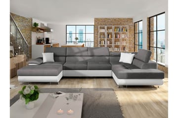 Reginia Bäddsoffa med Divan och Schäslong 4-sits i Konstläder - Vit/Grå - Möbler - Vardagsrum - Bäddsoffor - U bäddsoffa