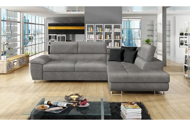 Reginia Hörnsoffa Höger - Grå - Möbler - Vardagsrum - Bäddsoffor