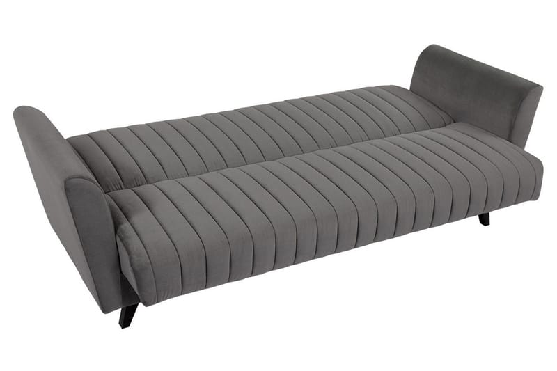 Rigberg 3-sits Kanalstickad Djup Bäddsoffa med Förvaring i Tyg - Grå - Möbler - Vardagsrum - Bäddsoffor - 4-sits bäddsoffa