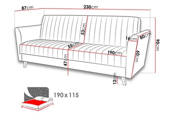 Rigberg 3-sits Kanalstickad Djup Bäddsoffa med Förvaring i Tyg - Grå - Möbler - Vardagsrum - Bäddsoffor - 4-sits bäddsoffa