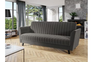 Rigberg 3-sits Kanalstickad Djup Bäddsoffa med Förvaring i Tyg - Grå - Möbler - Vardagsrum - Bäddsoffor - 4-sits bäddsoffa