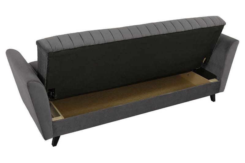 Rigberg 3-sits Kanalstickad Djup Bäddsoffa med Förvaring i Tyg - Grå - Möbler - Vardagsrum - Bäddsoffor - 4-sits bäddsoffa